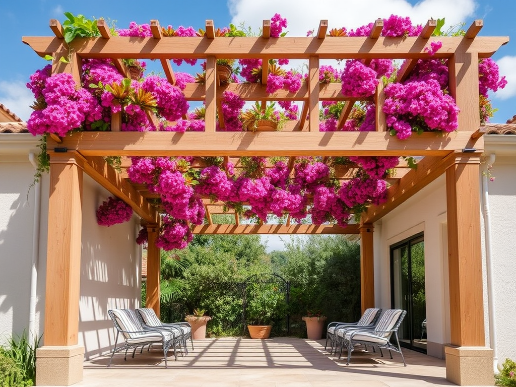 Pergola with Pink Bougainvillea